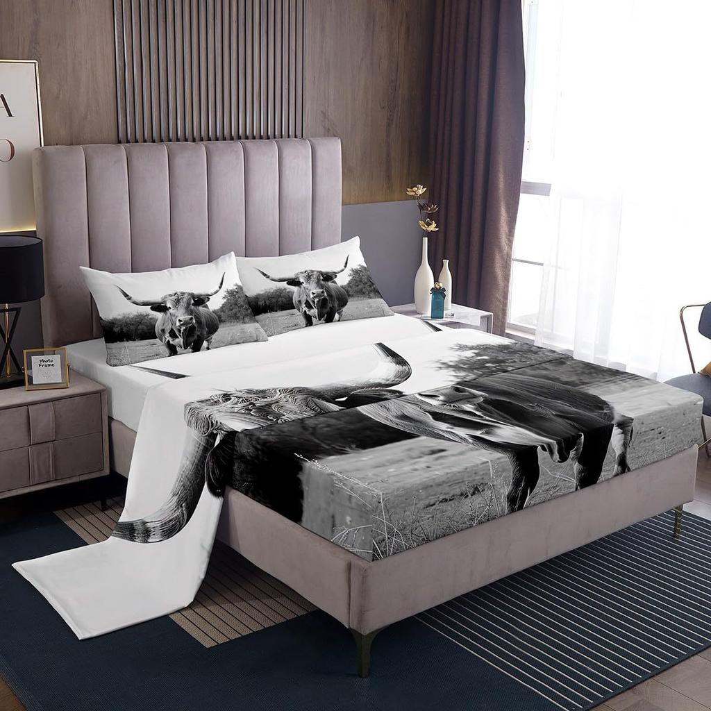 Ocean Animal Shark Pattern Bed Hat Four-Piece Bedding Set Bedroom Dormitory Bedding Decoration