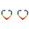Rainbow Heart Shaped Couple Earrings Fashionable Alloy Jewelry Ear Adornment For Romance Pair Matching Accessories