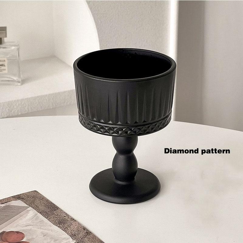 

French Retro Black frosted candle holder Home High-end Aromatherapy Candle Glass Base Atmosphere Decorative Ornaments