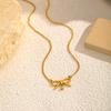 European and American Simple Bow Necklace Niche Design Light Luxury Fashion Versatile 111 Plated 18k Gold Diamond Pendant