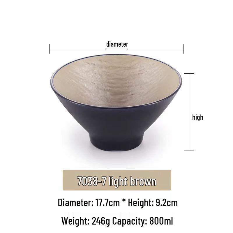 Melamine Japanese Conical Hat Bowl - Large Plastic Soup, Rice, and Noodle Bowl