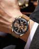 BY BENYAR Chronograph Analog 30M Water Leather Strap Quartz Brown Gift for Men Men's Watch, Resistant, Simple, Stylish, Popular, Formal, Movement,