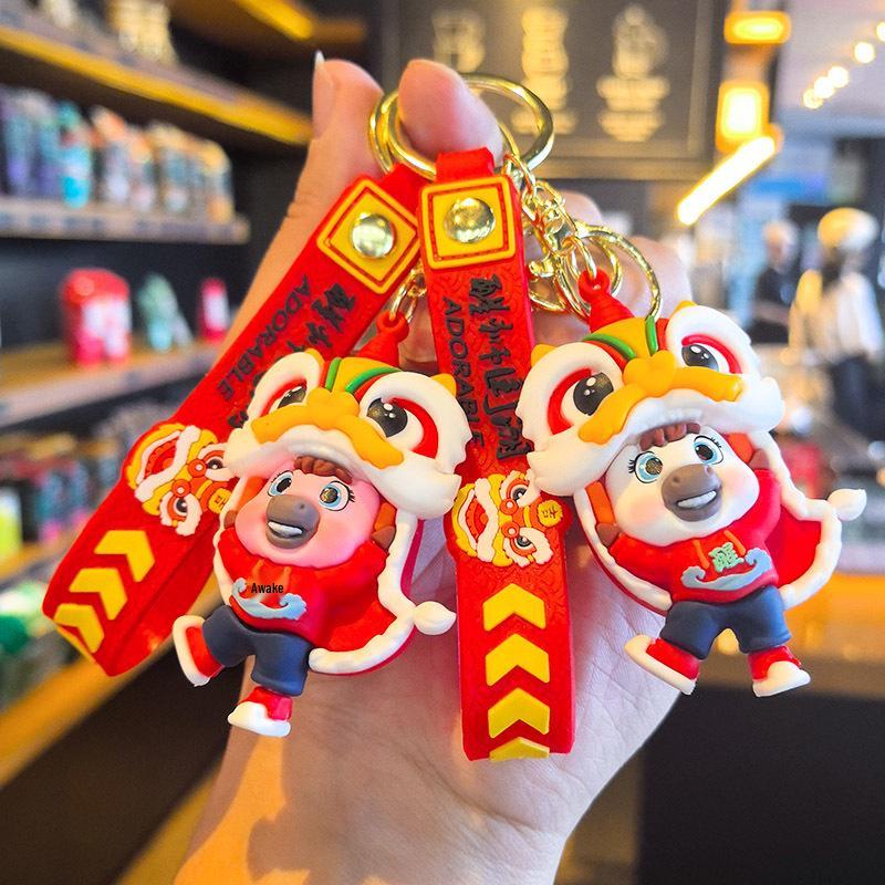Tingming 2026 Year of the Horse Keychain - Red Rope, Creative PVC Gift for Students and Companies