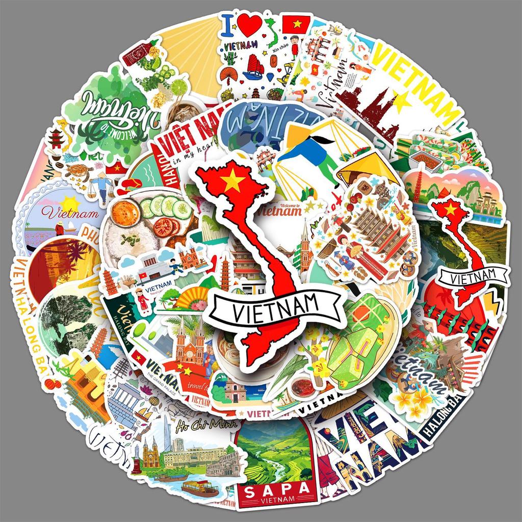 50 Vietnamese Graffiti Stickers Personalized Outdoor Travel Vietnam Decorative Water Cup Suitcase DIY Stickers
