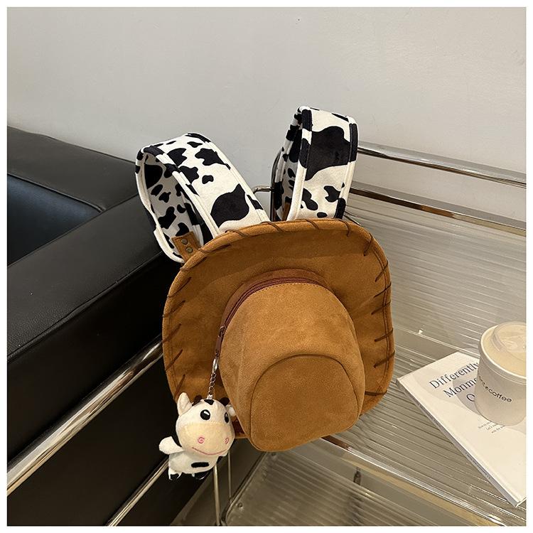 2025 autumn and winter new western denim cartoon hat backpack personalized creative backpack girl backpack