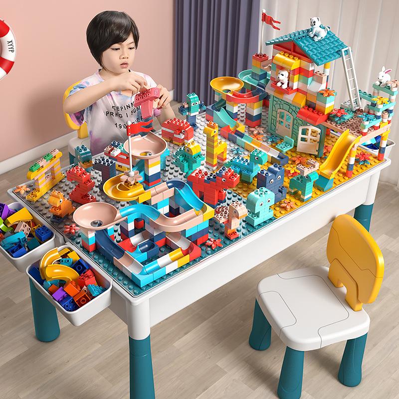 Compatible Building Block Table for DIY Educational Play - Suitable for Boys & Girls with Large Particle Lego-Compatible Blocks.