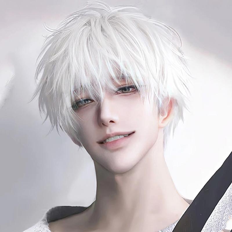 Men Anime Cosplay Wig Male Short Straight Costume Synthetic Hair Cause Wigs Heat Resistant Synthetic Scalp Hair