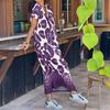 Women Summer T-shirt Shift Dress Leopard Print Short Sleeve V Neck