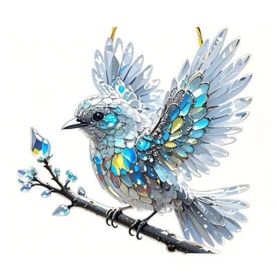 Yousheng Bluebird Hanging Decoration Stained Glass Art Bird Ornament 2D Flat Acrylic Pendant for Window Wall Home Garden Decor