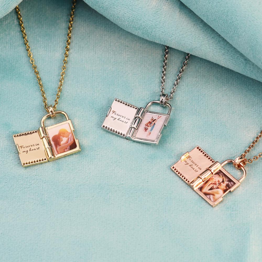 Custom Photo Envelope Necklace Can Opend Personalized Engraved Name Necklace Pendant Necklace Unique  Gift Memorial Gift
