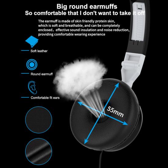 Kabelová skládací 3,5mm HiFi Audio Bass Headset Herní sluchátka pro telefon/tablet