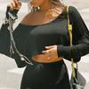 Casual Streetwear Cropped Knit Top With Asymmetrical Hem Off-Shoulder Design Women