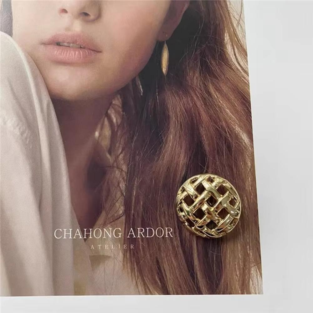 10 Pcs Set, Fashionable Hollow Grid Design Metal Buttons, Suitable for Coats Suits Jackets Cardigans Round Decorative Buttons