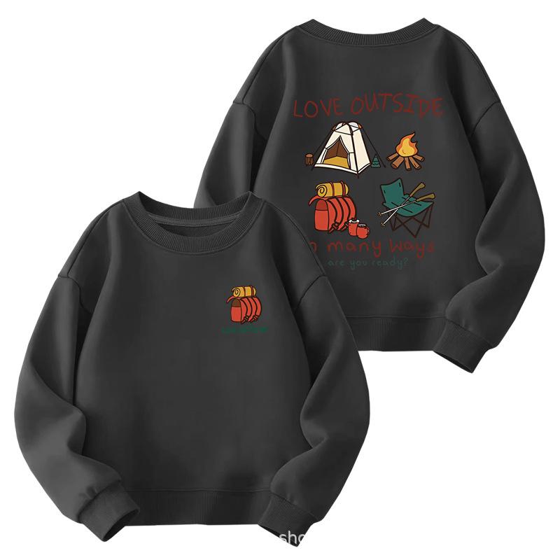 Kids' Cartoon Print Crew Neck Sweatshirt – Casual, Lightweight, Spring/Autumn 2025