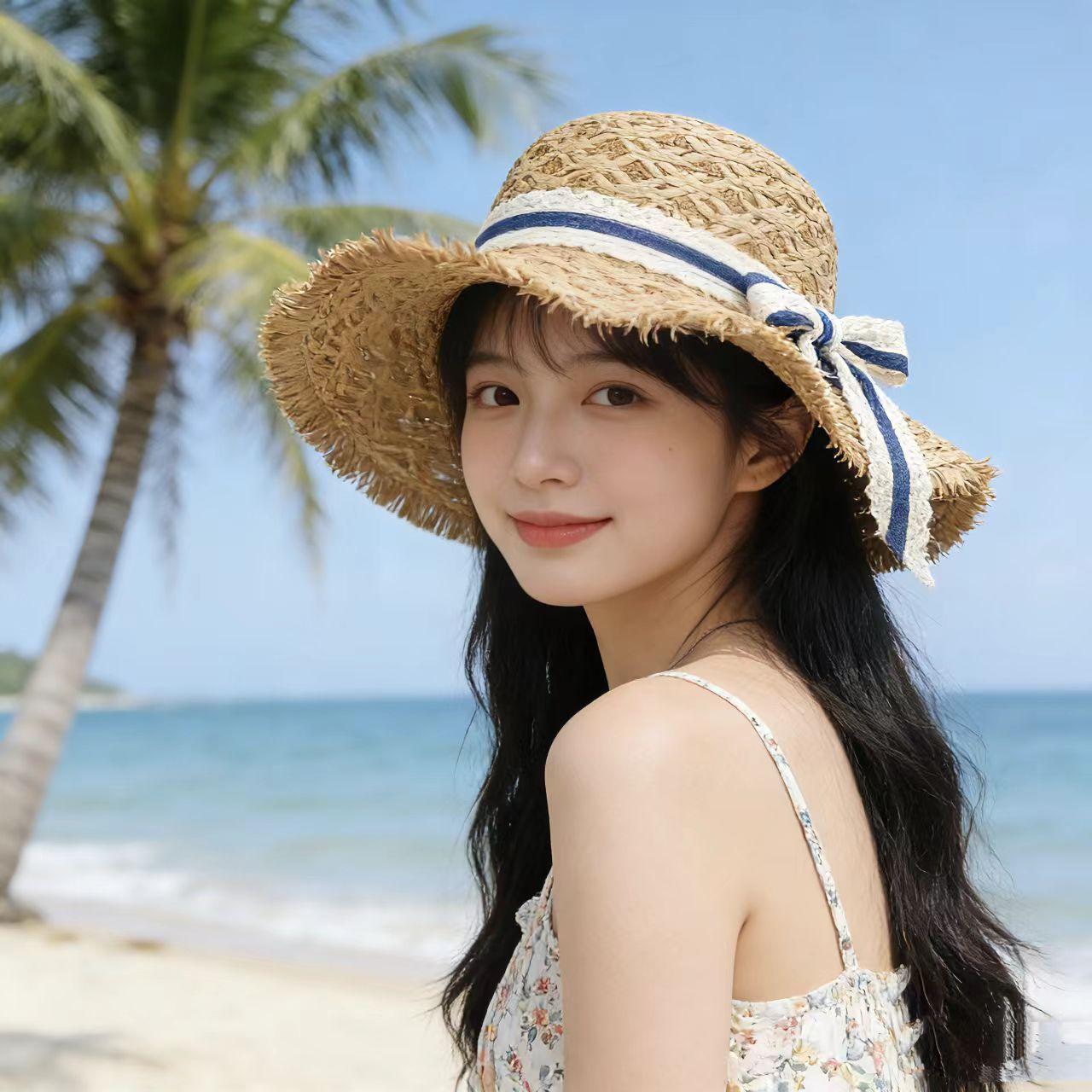 

Summer light luxury premium sun hat vacation big brim sun hat seaside beach hat M（56-58cm）