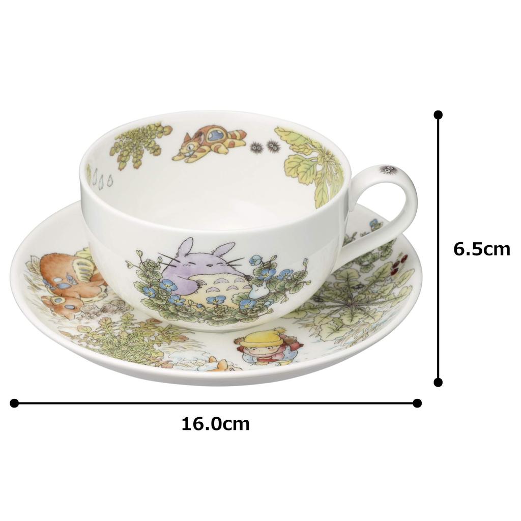 Noritake Milk Tea Cup & Saucer, 325cc, My Neighbor Totoro: Dog Punching, Microwave-Safe, Bone China, T97285A/4660-1