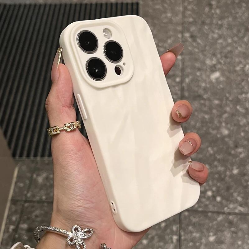 Soft Fold Pattern Phone Case For iPhone 13 12 11 14 15 Pro Max X Xs XR Max Plus Candy Bumper Silicone Cover