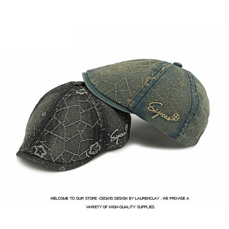 Beret Women's British Vintage Denim Cap Forward Cap Newsboy Cap