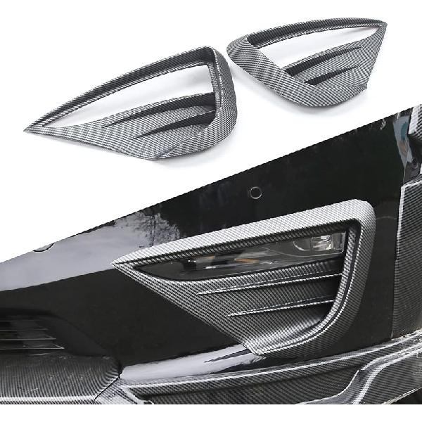 Yhcdsea For -2024 Tesla Model Y Front Fog Light Cover Trim Eyebrow Frame Decorative Accessories (Matt Black)