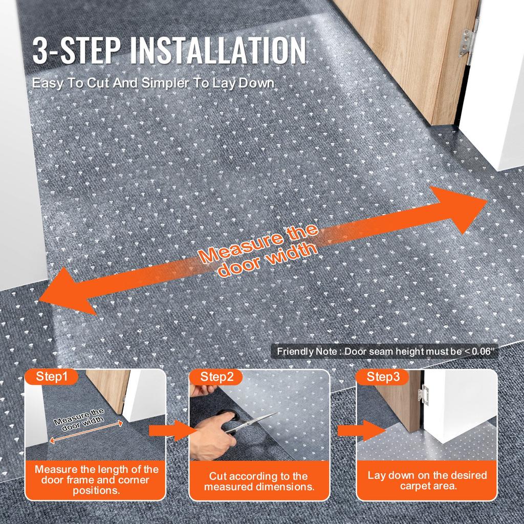 VEVOR Carpet Protector for Pets, 24" X 25' PVC Scratch-Proof Cat Carpet Protector for Doorway, Anti-Slip Cat Scratch Protector Mat