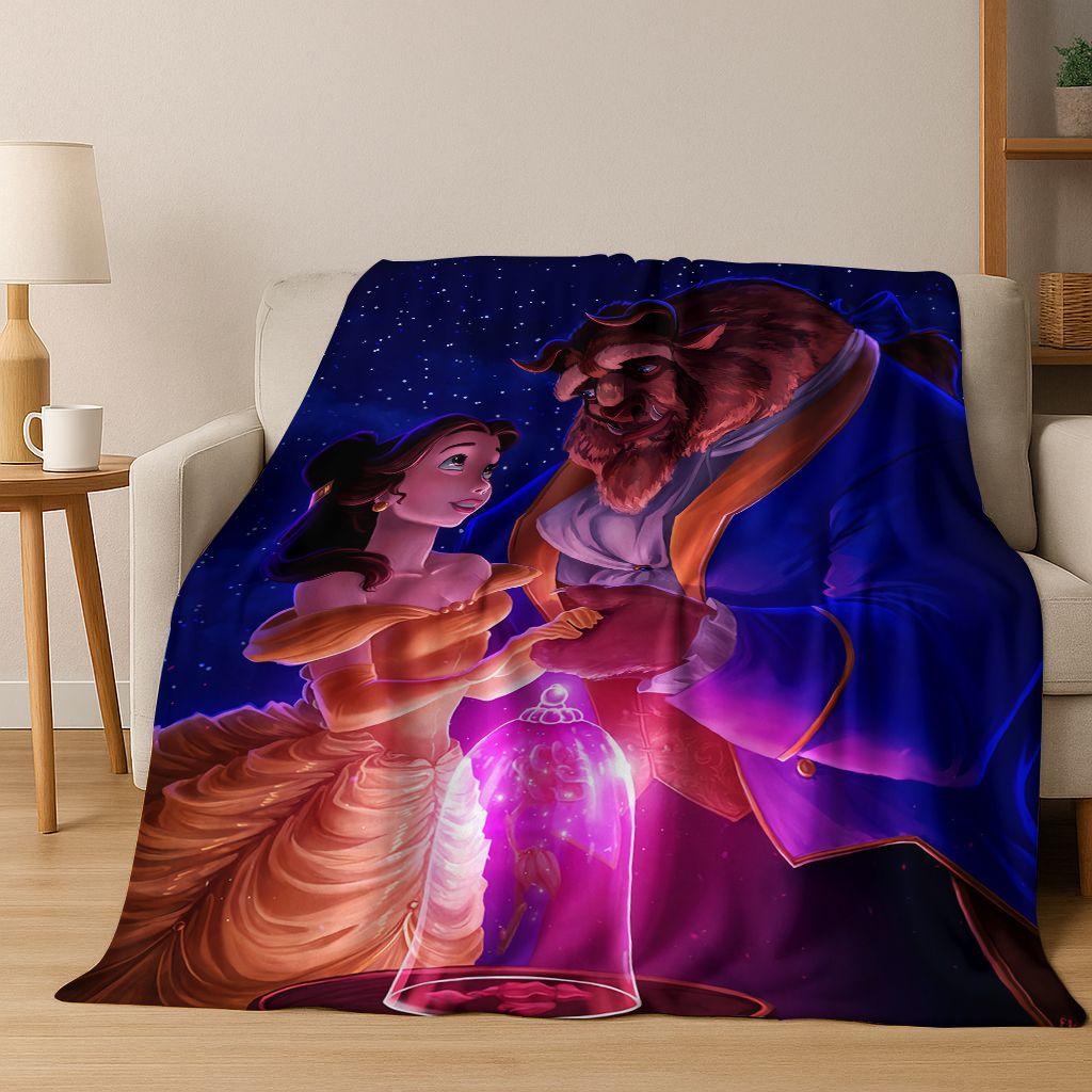 3D-Flanelldecke mit dem Motiv „Die Schöne und das Biest“ – warm, kuschelig und perfekt für Zuhause, Schlafzimmer, Bett oder Sofa. Ideal als Geschenk für Kinder.