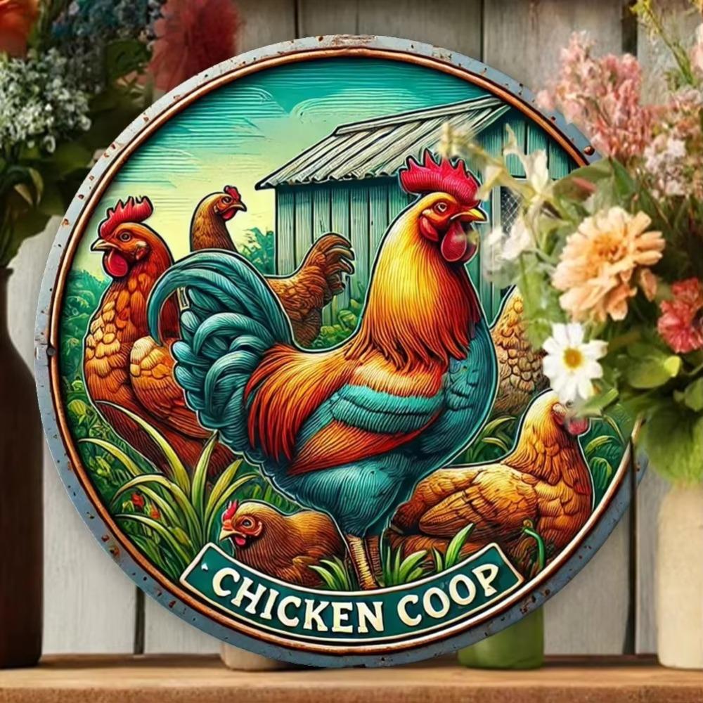 Vintage Rooster Metal Art Wall Sign Farmhouse Kitchen Home Decor 40x30cm белый