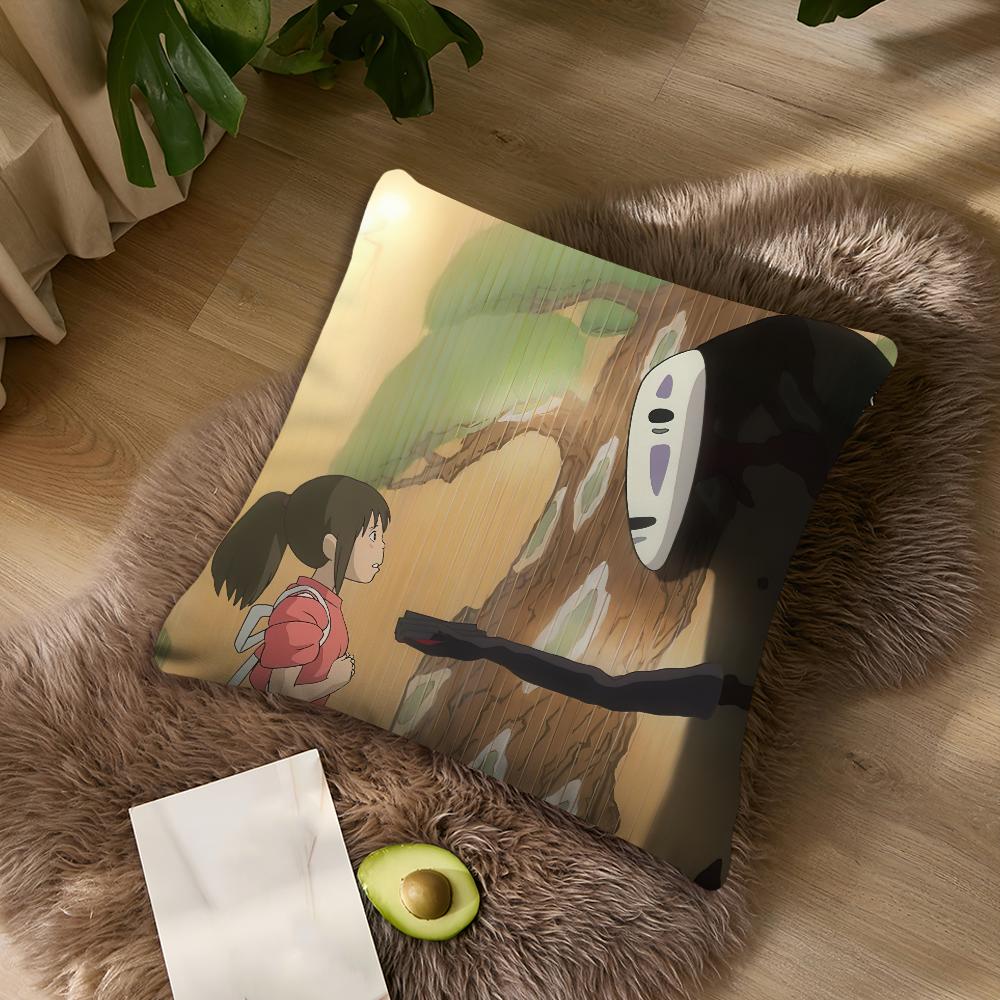 Anime S-Spirited A-Away Kissenbezug Wohnzimmer Akzent Sofa Rückenstütze Quadratisch Lounge Entspannender Nickerchen Begleiter Kissenhülle