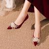 Fashion Classic Pumps Female Wedding Party Slip on Thin High Heels Pointed Toe Women Shoes Flower Crystal Bling Summer Shoes