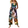 Women's Casual Christmas Printed Jumpsuit Sleeveless Printed Cotton Jumpsuit