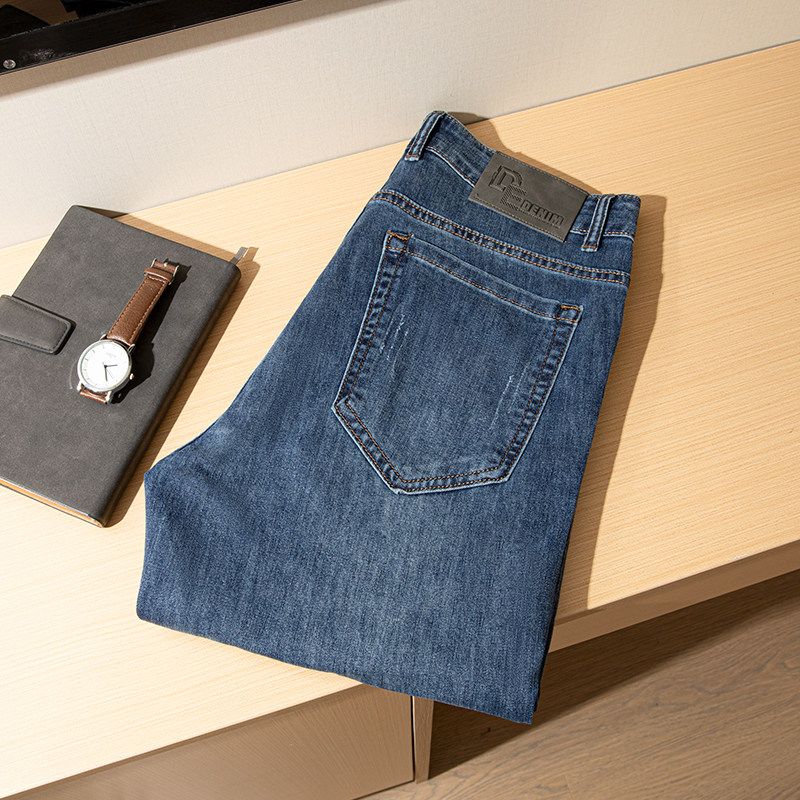 Light Luxury Texture! European and American Retro! Export Old Beauty Original Order Jeans Men's Straight Loose Stretch Summer Thin