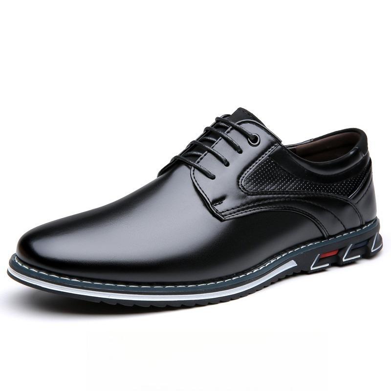 New Men'S Pu Leather Derby Shoes Big Size 38-53 Comfortable Breathable Lace Up Formal Casual Business Shoes Non-Slip Sneakers