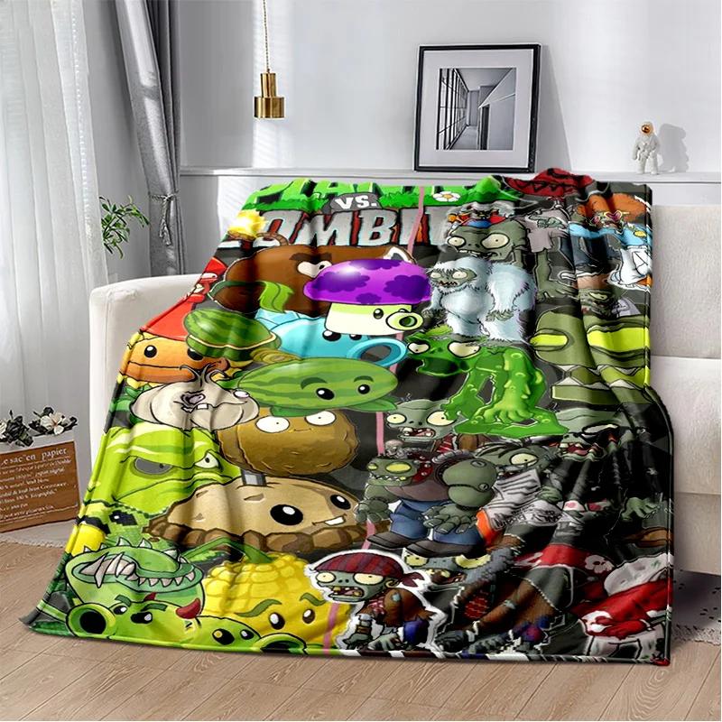 P-Plants vs. Z-Zombies Game Blanket with Peashooter Design Ideal for Sofa and Bed Cover throw blanket