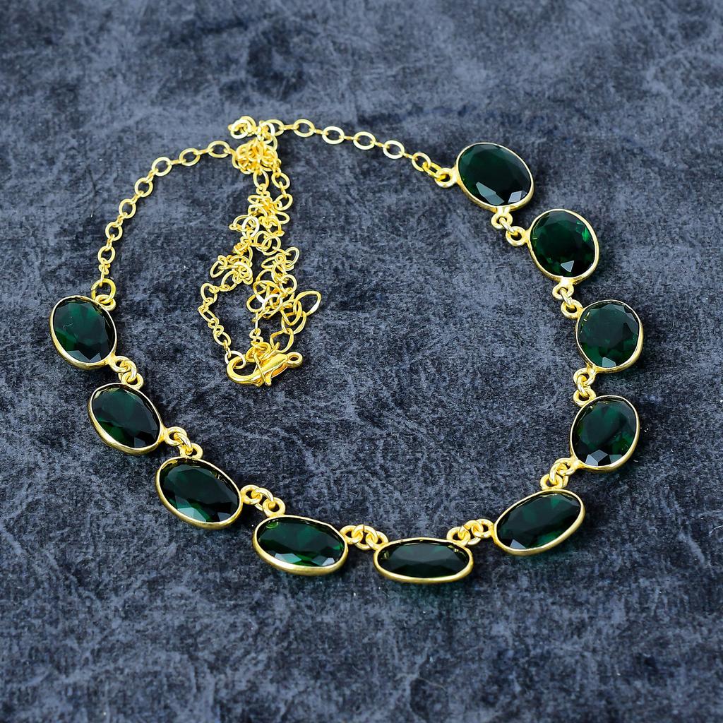 Chrome Diopside Gemstone Handmade 925 Sterling Silver Jewelry Necklace 20" M-2997