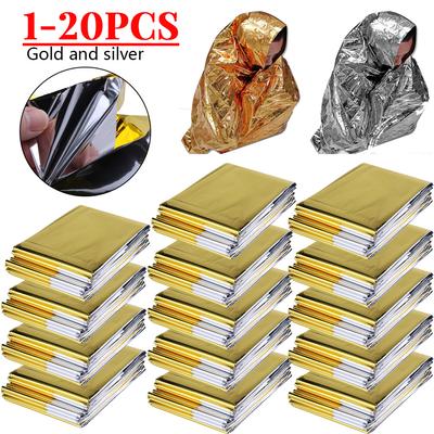 1 To 20 Pieces Emergency Blanket Outdoor Survival First Aid Rescue Kit Windproof and Waterproof Foil Thermal Blanket 210x160 Cm