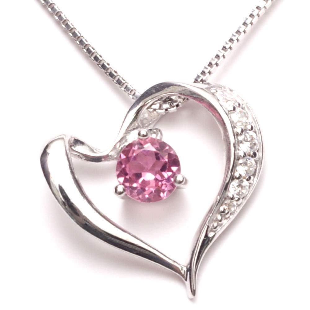 

Birthstone Heart Necklace Pink Tourmaline Birthstone October Present Popular Brand Nickel Free Pendant Necklace [A.UN jewelry] Women s Women s