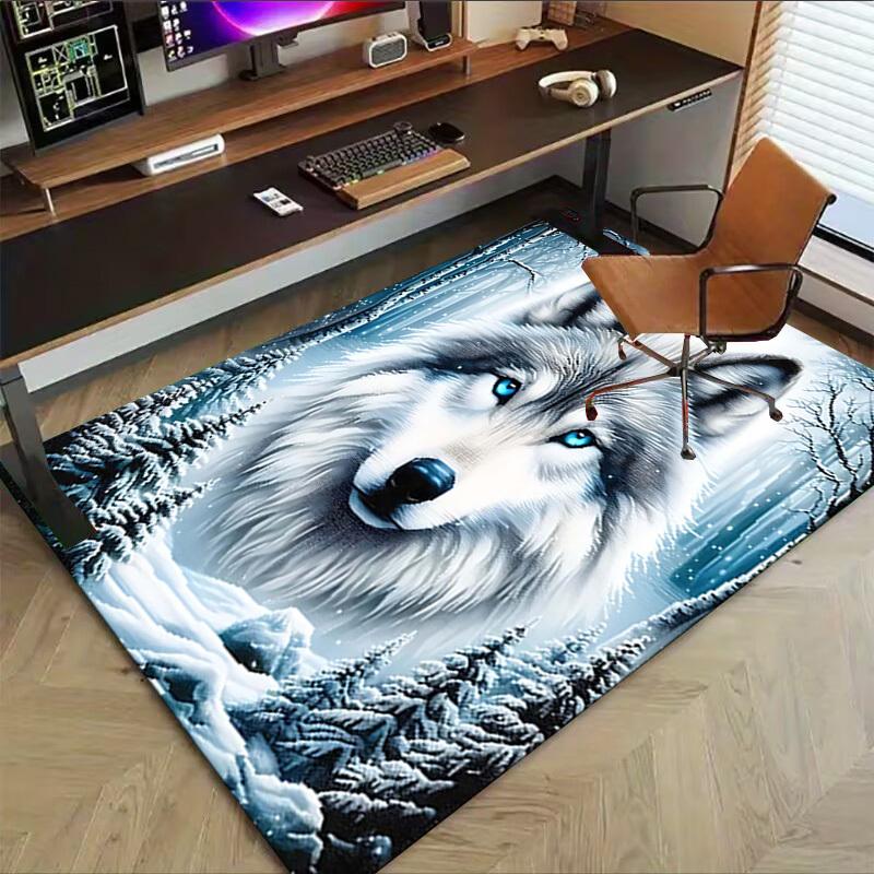 1PC Wolf Snowy Forest Extra Large Non-Slip Floor carpet, Office, family, bedroom, Studio - Large Area RugJ0323