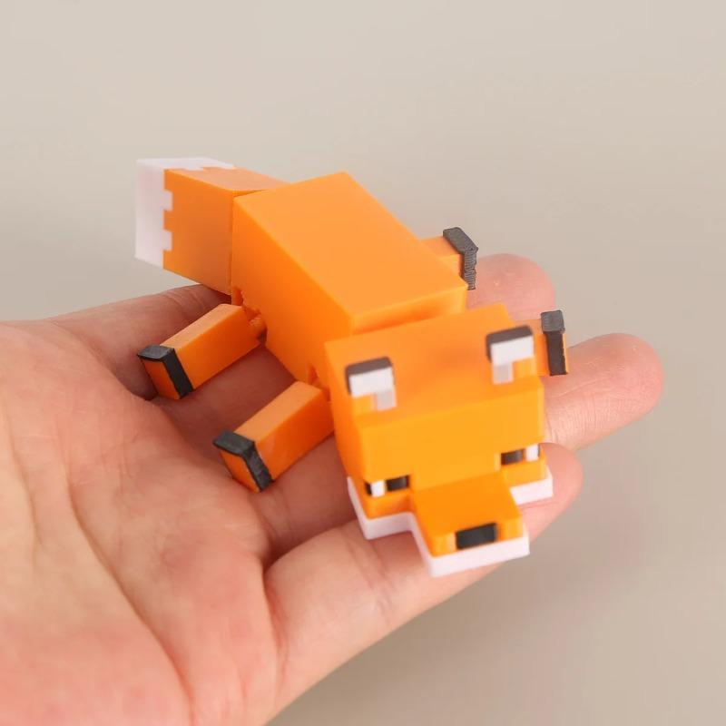 1 PZ Volpe Pixel Pollo Animali Giocattoli Articolazioni Mobili Giocattoli Fidget Statuetta Decorazioni Scrivania Auto Casa Statua Regali