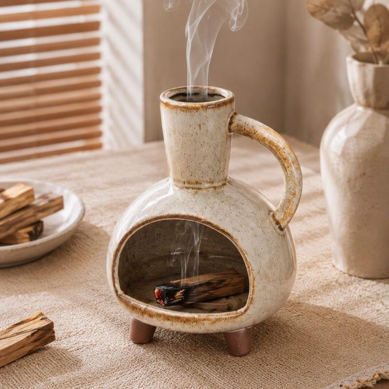 Palo Santo Holder Ceramic Incense Burner Sage Burning Tray Support Stick Incense Holder Aromatherapy Furnace