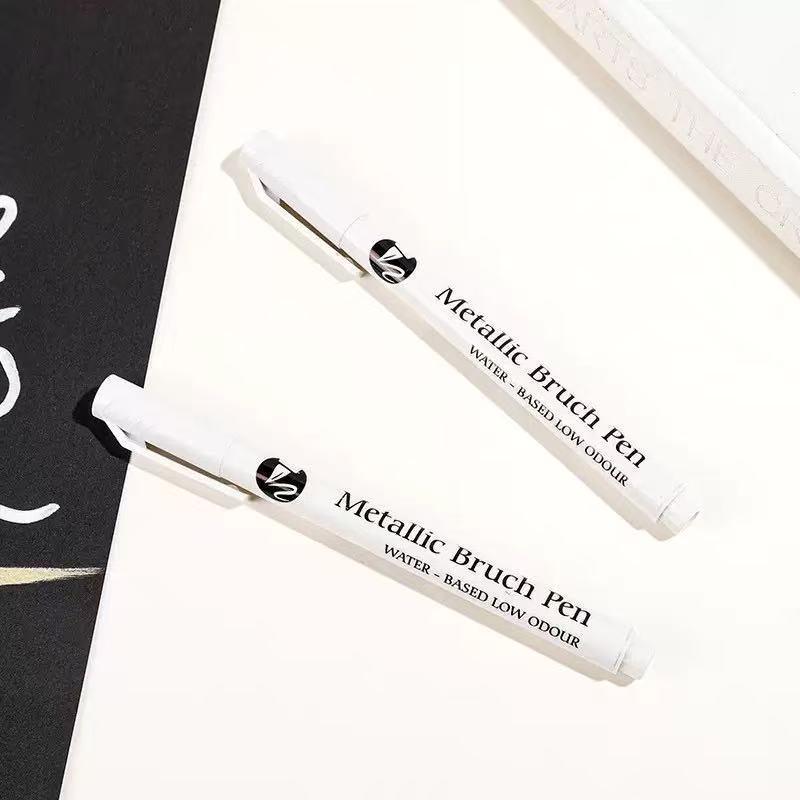 Soft Tip Metal Highlighter Pen for Greeting Cards & Signatures, Water-Based Paint Pen