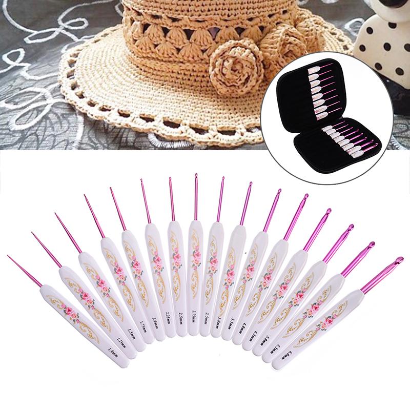 16pcs New Soft Grip Crochet Hook Set Handle Aluminum Knitting Needles 1.0~6.0mm