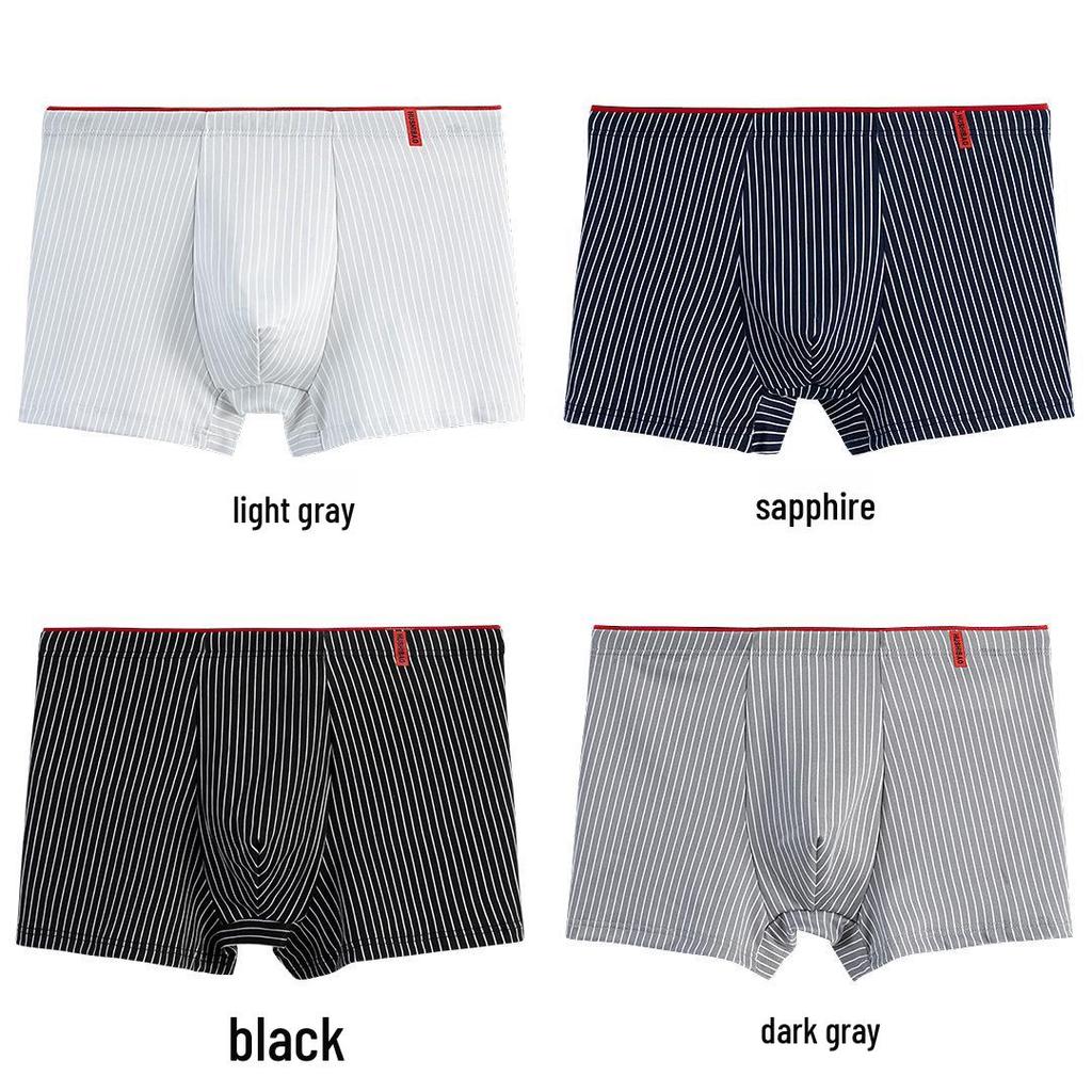 Men's Large Striped Boxer Briefs - Comfortable, Skin-Friendly, Breathable