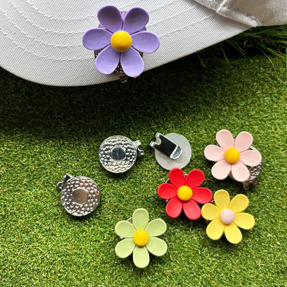 Flower Shaped Golf Cap Clip Magnetic Golf Hat Marker Outdoor Sports Golf Ball Mark  Golf Lovers