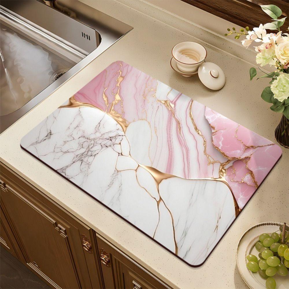 Quickly Dry Super Absorbent Marble pad Kitchen Coffee Bar Dish Drying Mat Multipurpose Drain Pad Hide Stain Placemat