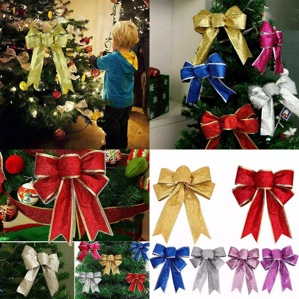 Elegant Christmas Ornaments With Glittering Bow Decorations For Holiday Cheer