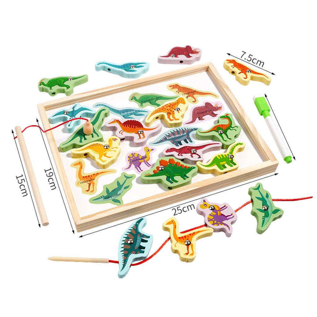 Montessori Tre Magnetisk Fiskespillsett 2 i 1 Tegnebrett Tre Perlespill Barn Finmotorikk Pedagogisk Puslespill Leker