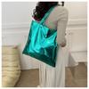 Glossy Tote Bags For Women Fashion High Capacity Shopping Pouch Pu Leather Handbags Shiny Casual Female Purse Girls Shoulder Bag