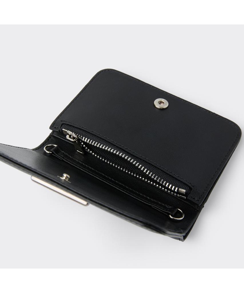 Customellow Black Leather Folded Wallet Caaax26301Bkx