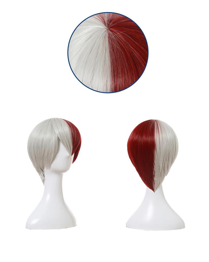 Shoto Todoroki Cosplay Costume with Gym Adult for School Festivals and Events Todoroki Gym Uniform with Size [Excellent Quality] Wig, Uniform,