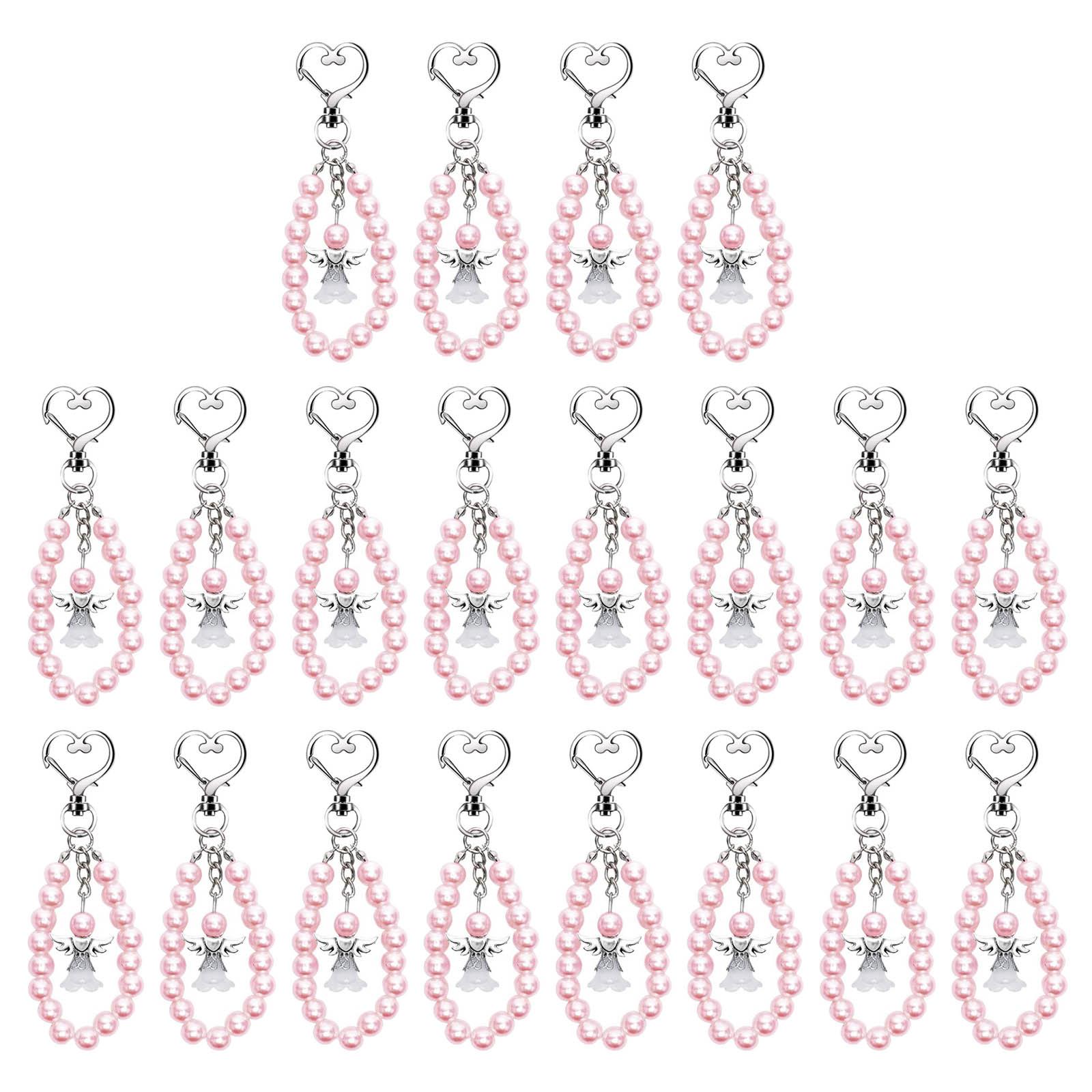 20pcs Guardian Angel Keychain Zinc-Alloy Pendant Keyring Accessory Wedding Birthday Baby Shower Favor Party Decoration розовый