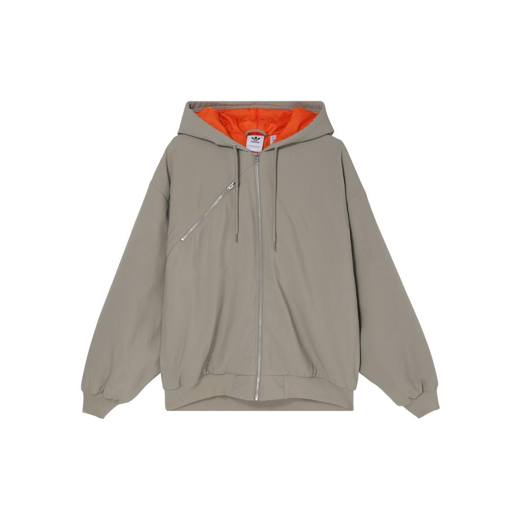 Adidas Originals Shmoofoil Nylon Canvas Hooded Comfortable Loose Jacket Men Jacket Silver-Pebble University-Orange IX9021